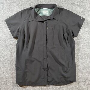 Columbia Womens Omni Shade Button Front Shirt Size 1X Black Short Sleeve Vented